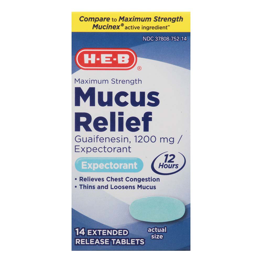 H-E-B Max Strength Mucus Relief Expectorant Tablets - Shop Cough