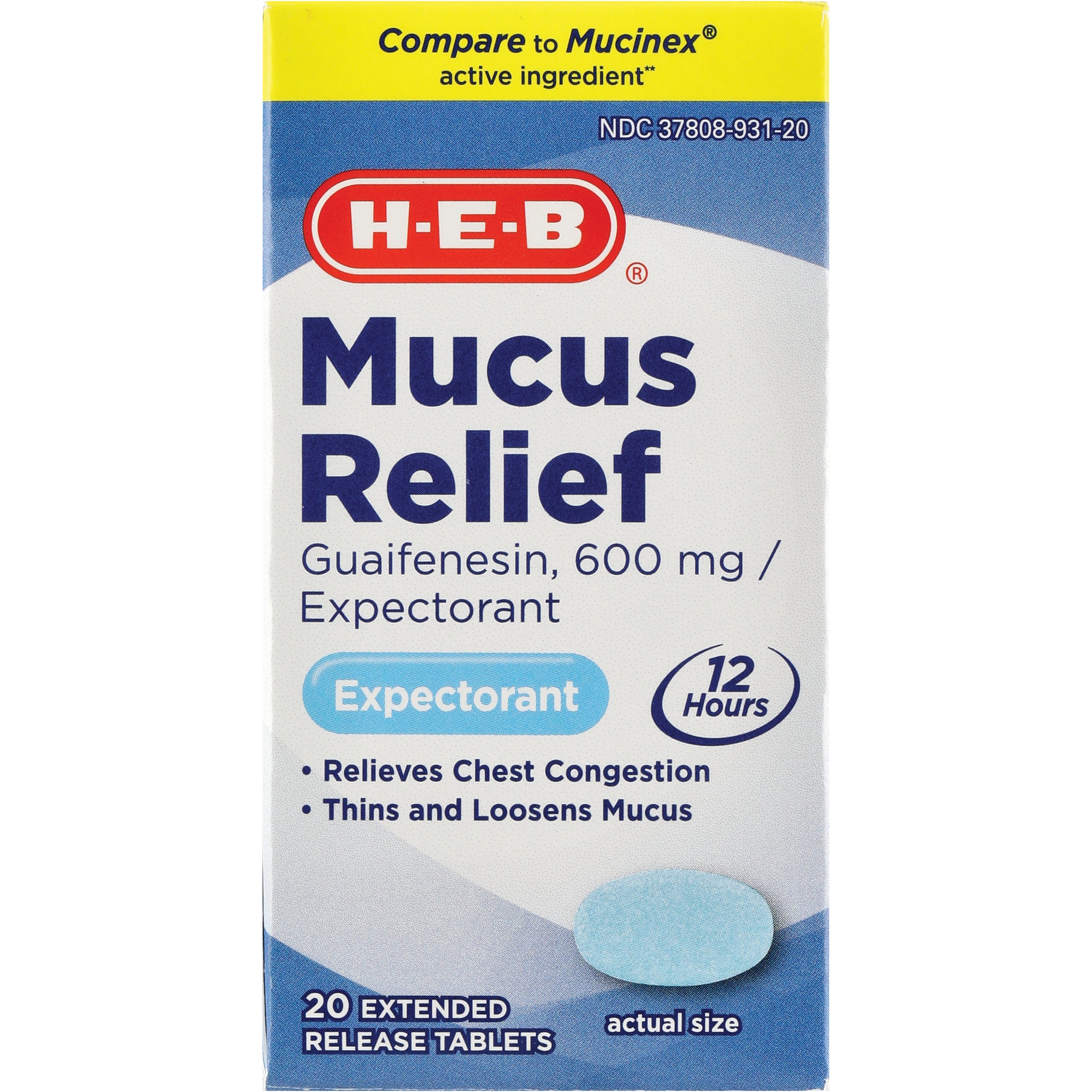 HEB Mucus Relief Expectorant Tablets Shop Cough, cold & flu at HEB