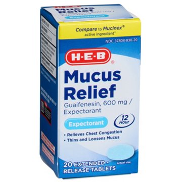 H-E-B Mucus Relief Expectorant Tablets, 20 ct