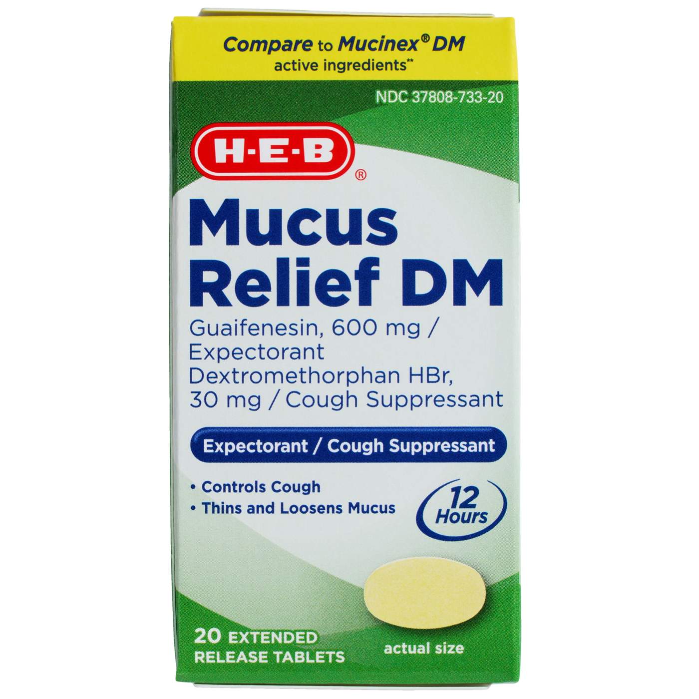 H-E-B Mucus Relief DM Expectorant & Cough Suppressant Tablets; image 1 of 5