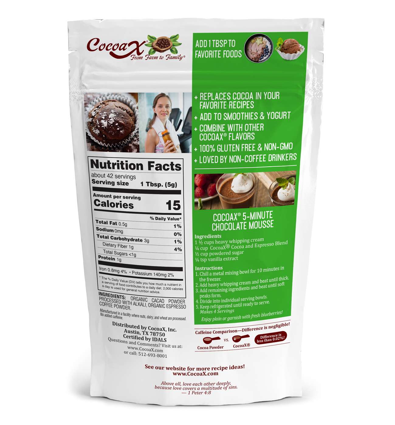 CocoaX Organic Unsweetened Baking Cocoa + Espresso; image 2 of 2
