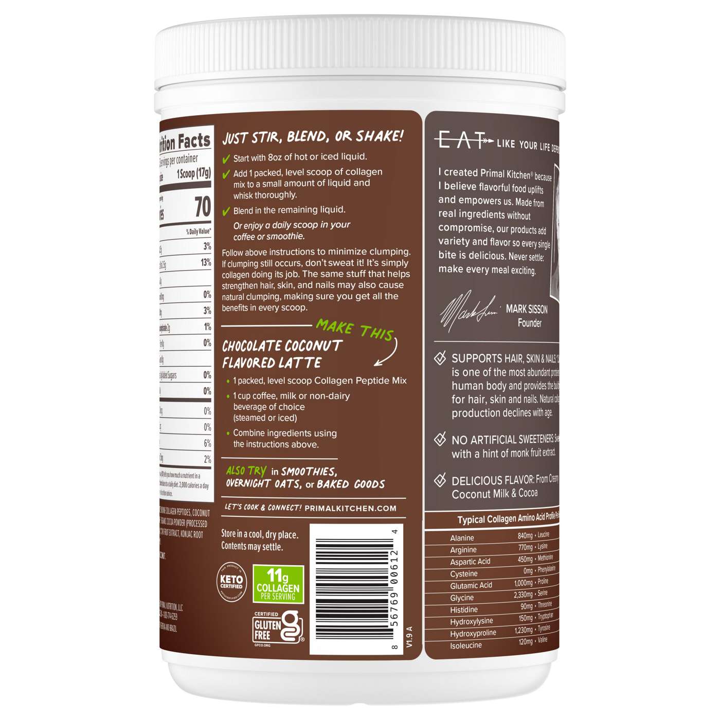 Primal Kitchen Collagen Peptide Mix - Chocolate Coconut; image 5 of 6
