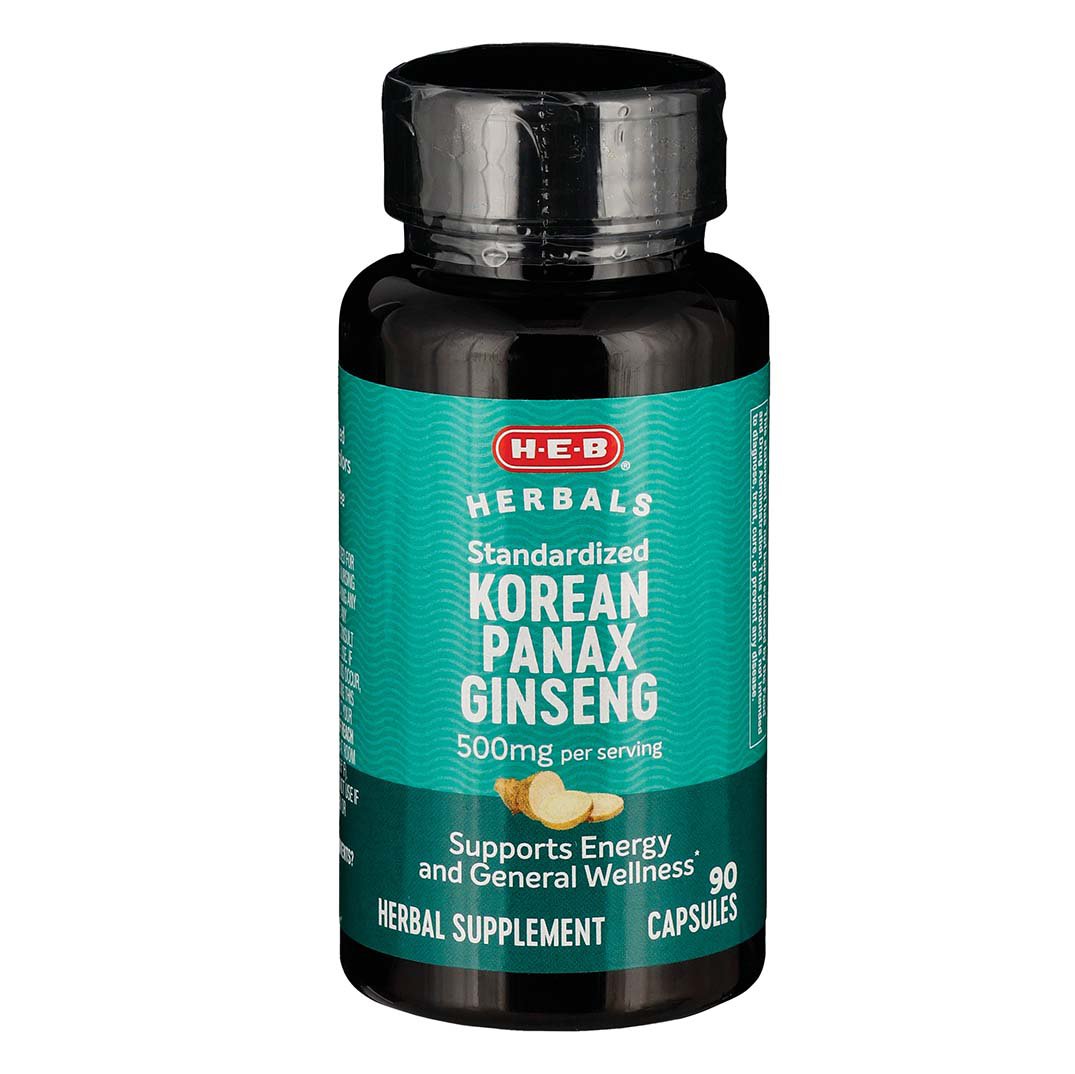 H E B Herbals Korean Panax Ginseng Capsules 500 Mg Shop Herbs