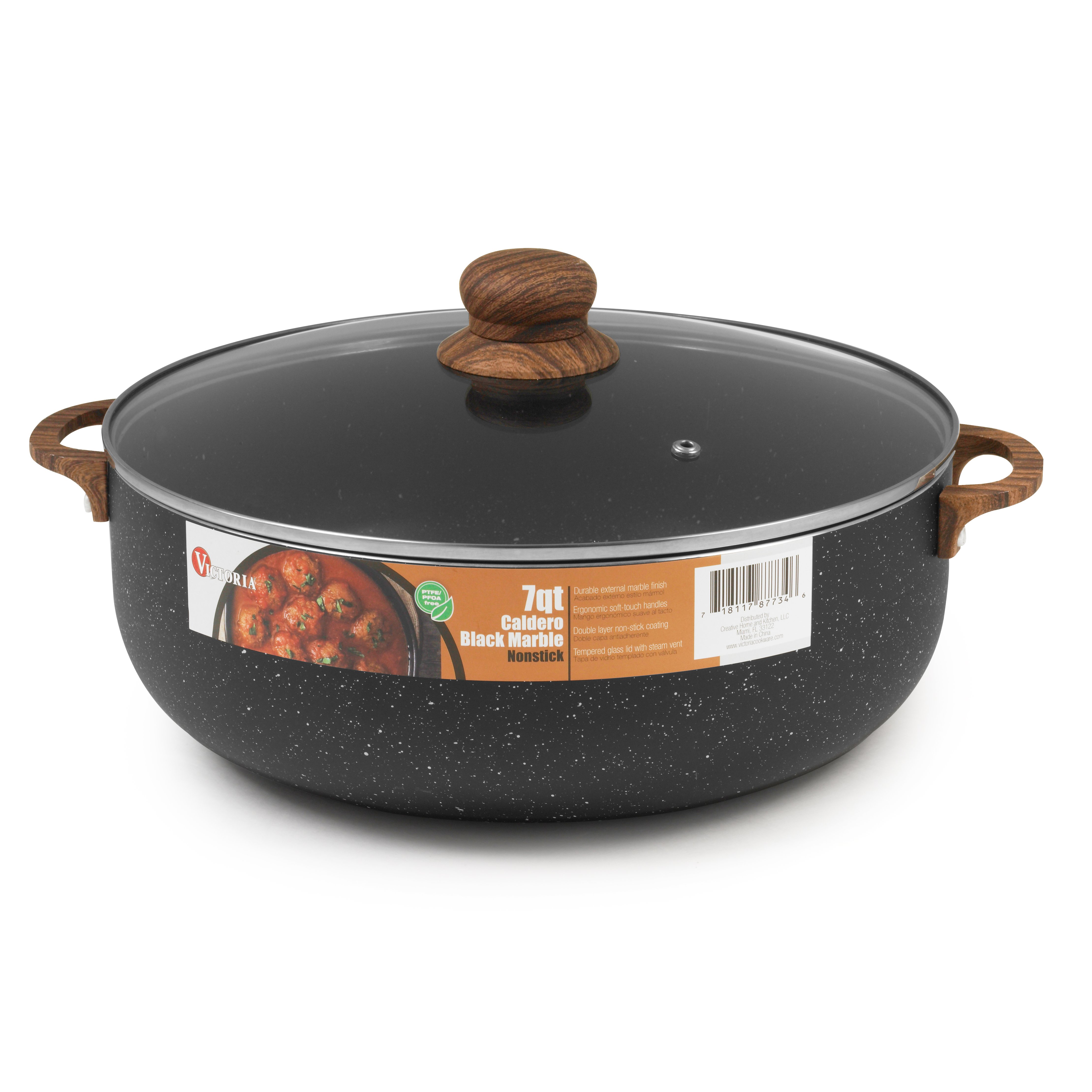 Victoria Black Marble NonStick Caldero with Glass Lid Shop Cookware at HEB