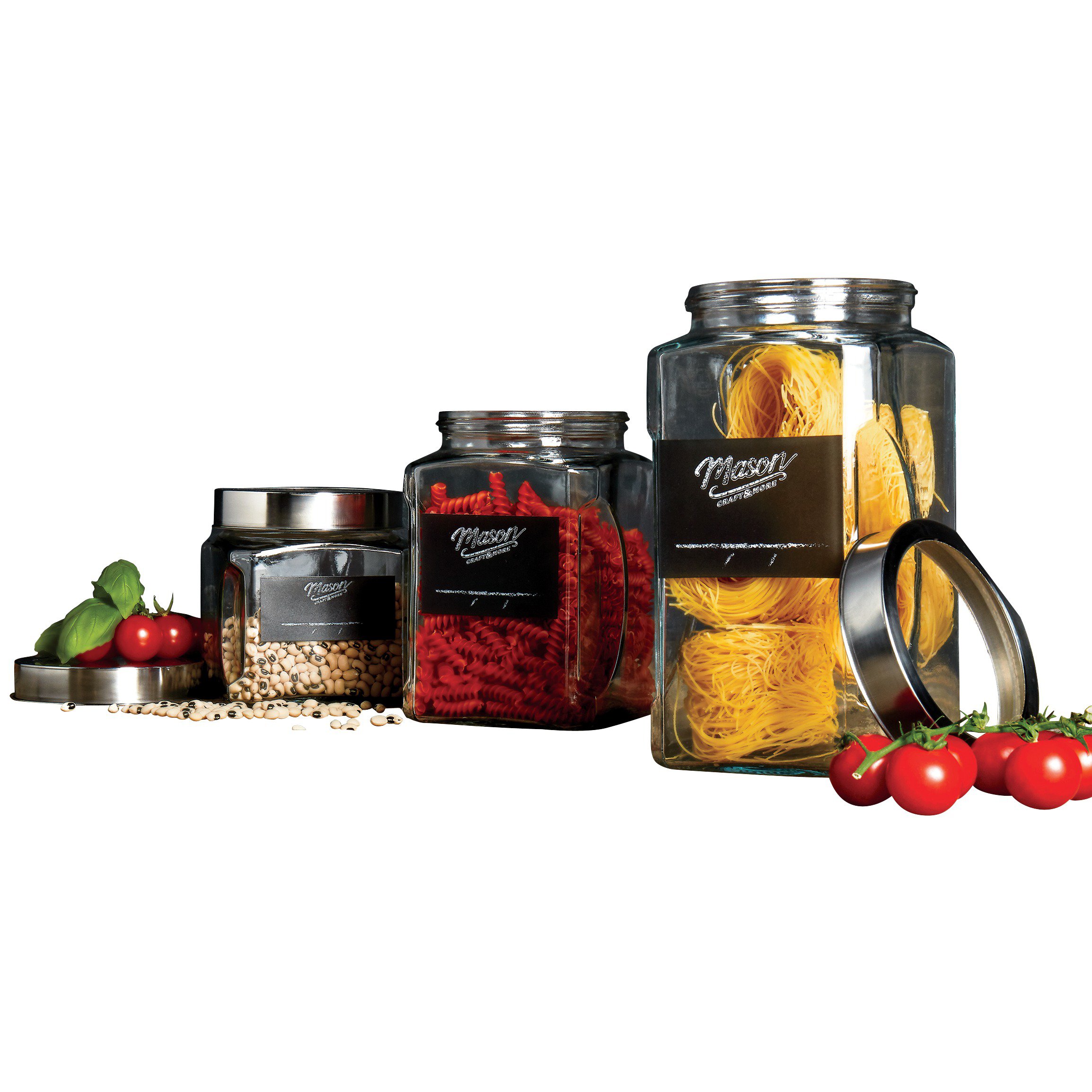 Mason Craft & More Chalk Panel Glass Canisters with Lids Shop