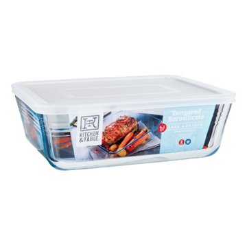 Kitchen & Table by H-E-B Tempered Borosilicate Rectangle Baker with Lid, 4.1 qt