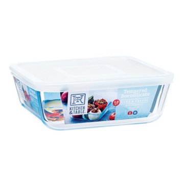 Kitchen & Table by H-E-B Tempered Borosilicate Glass Rectangle Baker with Lid, 2 qt