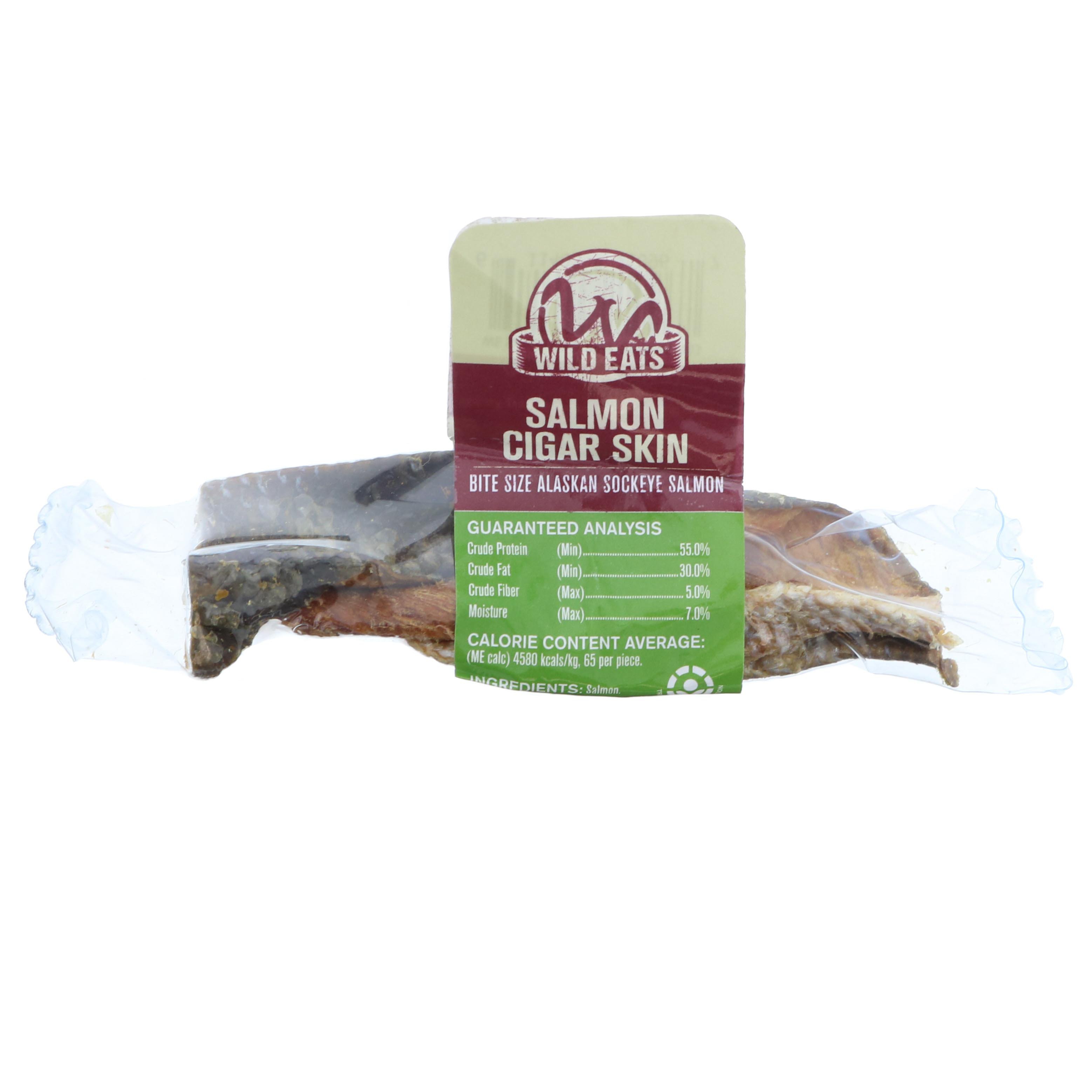 Wild Eats Salmon Cigar Skin Bite Size Alaskan Sockeye Salmon Dog Treat ...