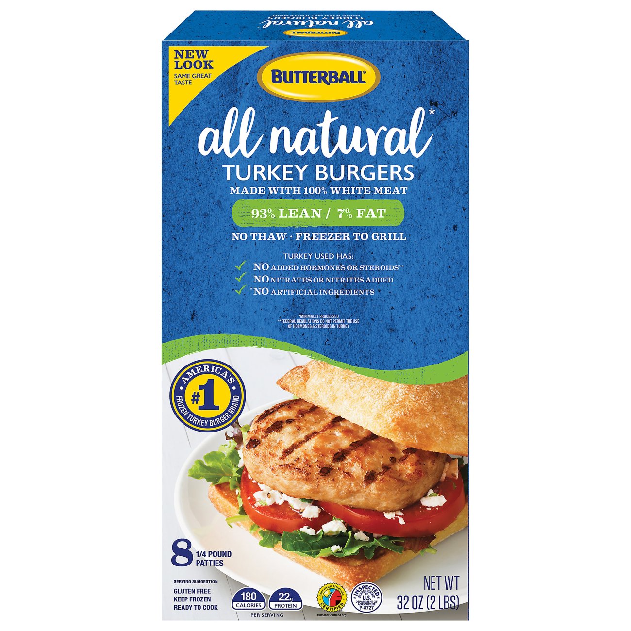 Butterball Frozen All Natural Turkey Burger Patties, 93% Lean - Shop ...