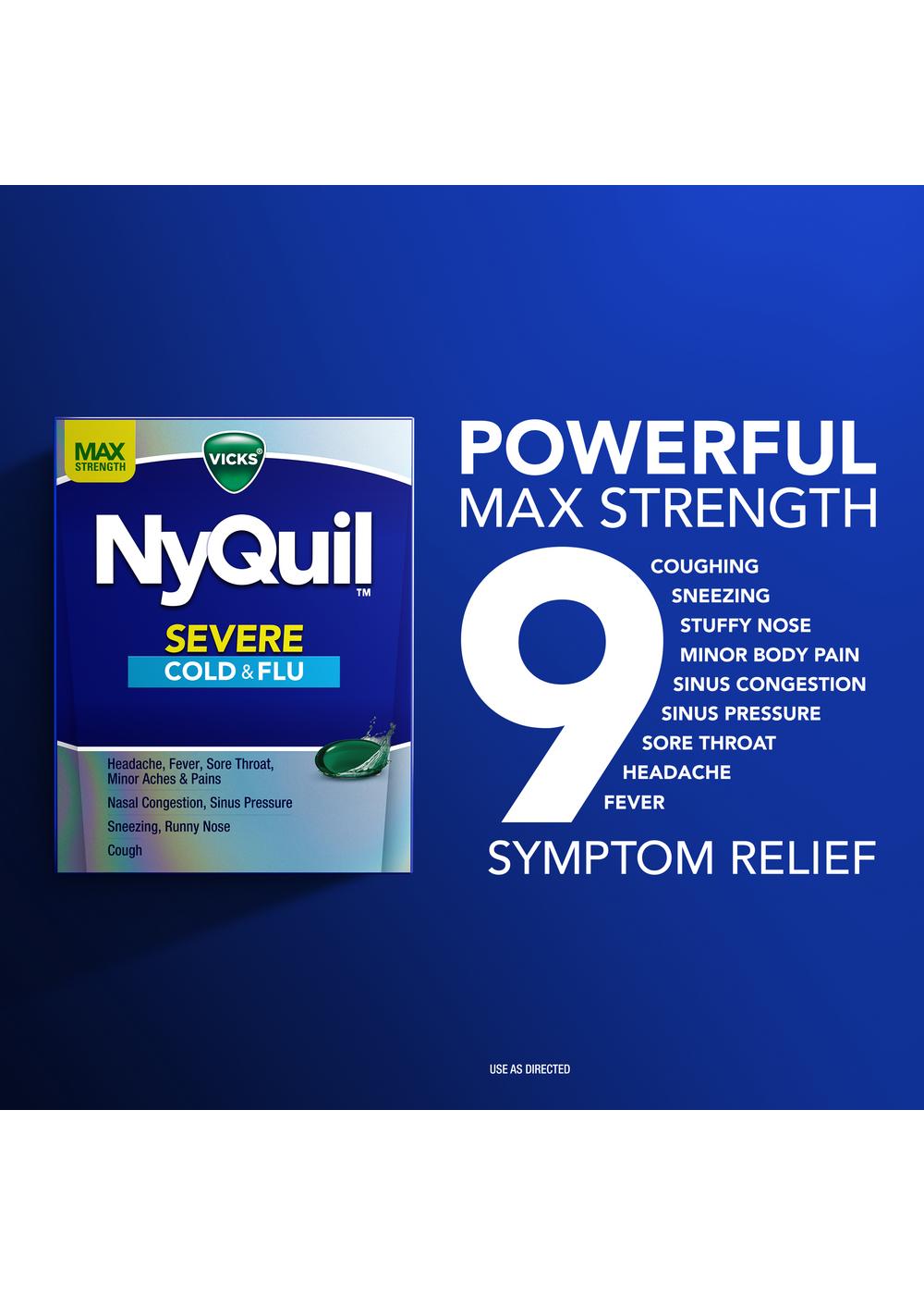 Vicks NyQuil SEVERE Cold & Flu Liquicaps; image 3 of 11