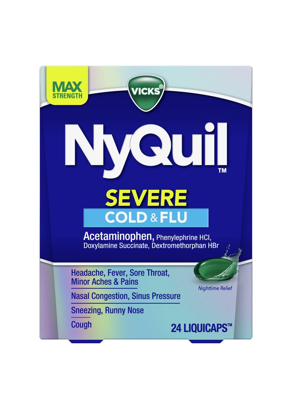 Vicks NyQuil SEVERE Cold & Flu Liquicaps; image 1 of 11