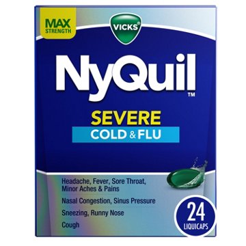 Vicks NyQuil SEVERE Cold & Flu Liquicaps Over-the-Counter Medicine, Powerful Nighttime Relief