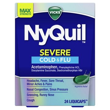 Vicks NyQuil SEVERE Cold & Flu Liquicaps Over-the-Counter Medicine, Powerful Nighttime Relief