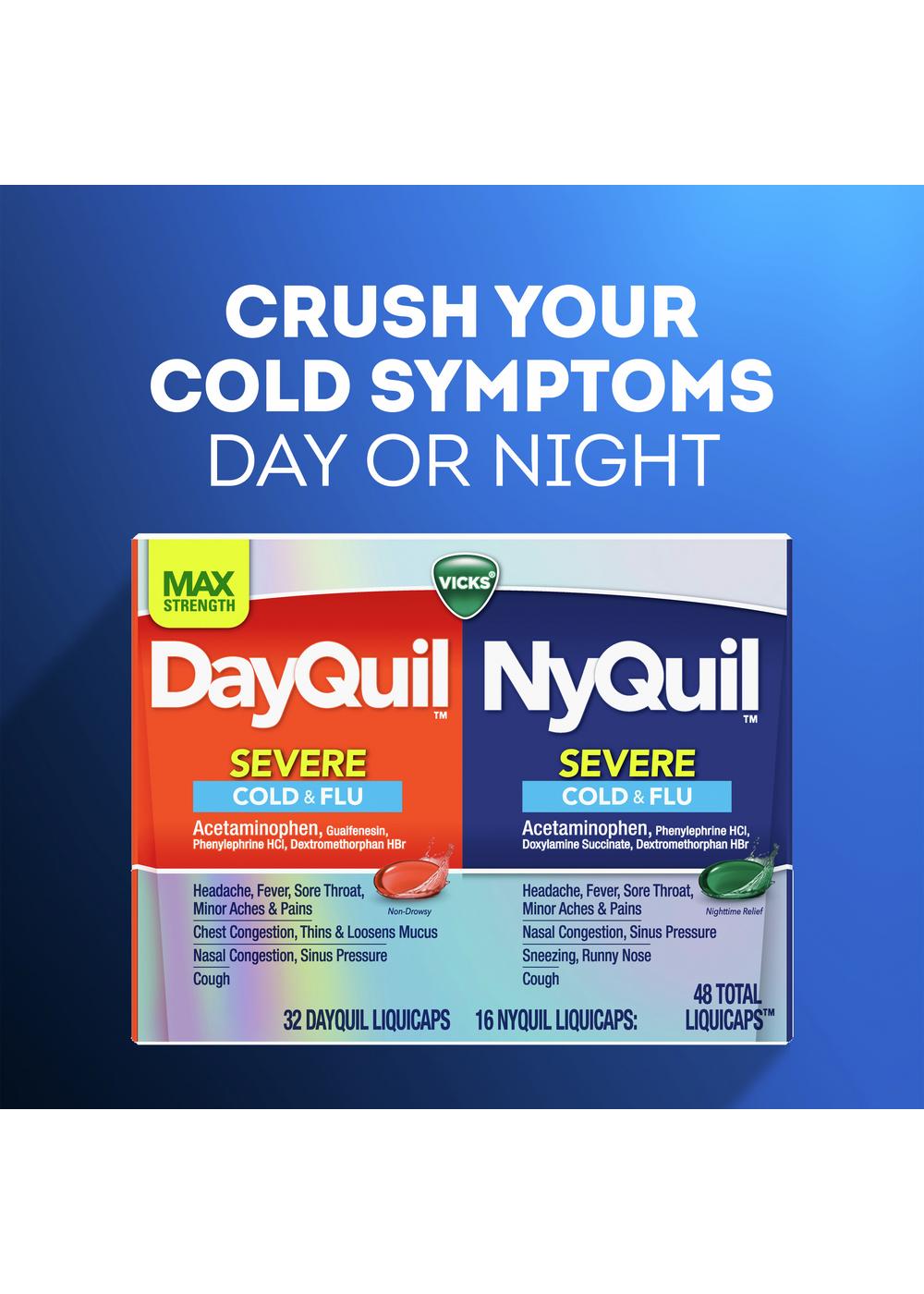 Vicks NyQuil SEVERE Cold & Flu Liquicaps; image 8 of 11