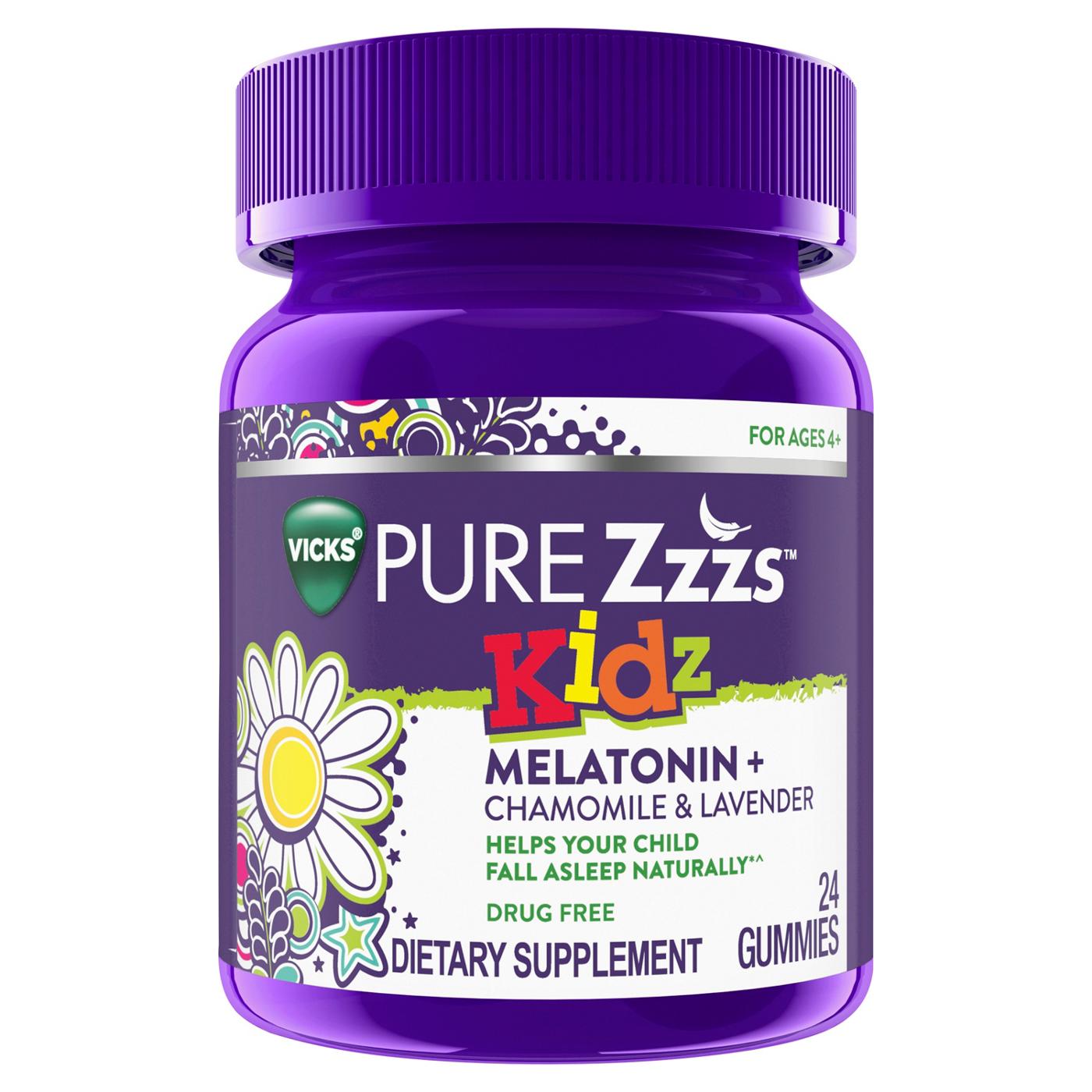 Vicks PURE Zzzs Kids Melatonin Sleep Aid Gummies with Chamomile & Lavender, Berry Flavor; image 1 of 6