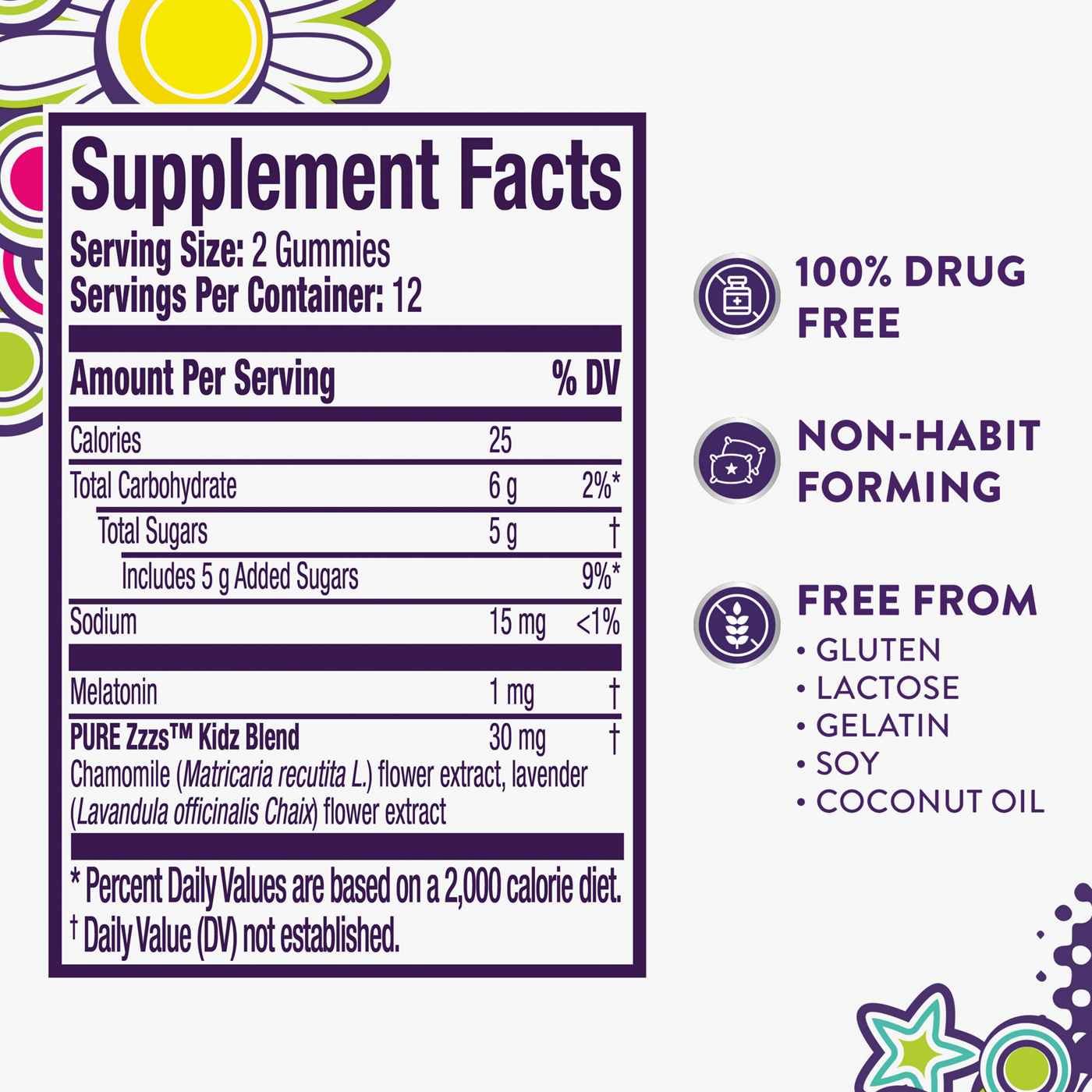 Vicks PURE Zzzs Kids Melatonin Sleep Aid Gummies with Chamomile & Lavender, Berry Flavor; image 2 of 6