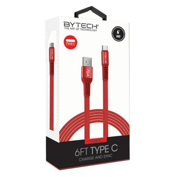 Bytech USB Type-C Charging Cable - Red, 6'