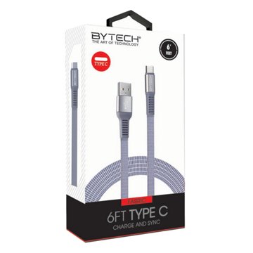 Bytech USB Type-C Charging Cable - Gray, 6'