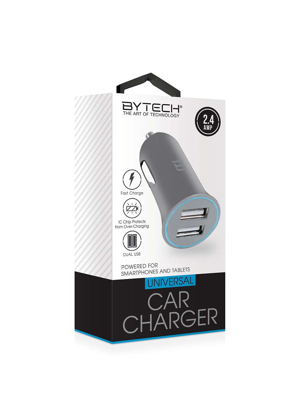 Bytech Dual-Port USB Car Charger - Silver; image 1 of 2