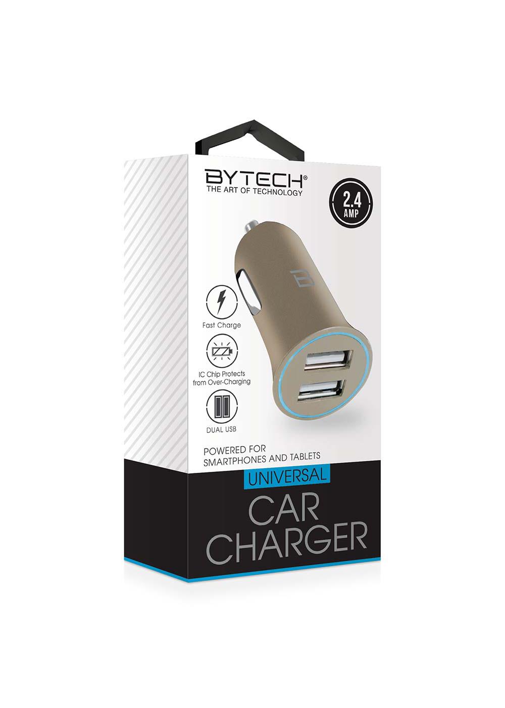 Bytech Dual-Port USB Car Charger - Gold; image 1 of 2