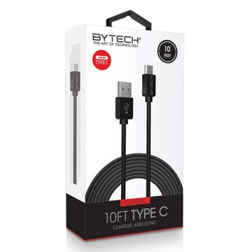 Bytech USB Type-C Charging Cable - Black, 10'
