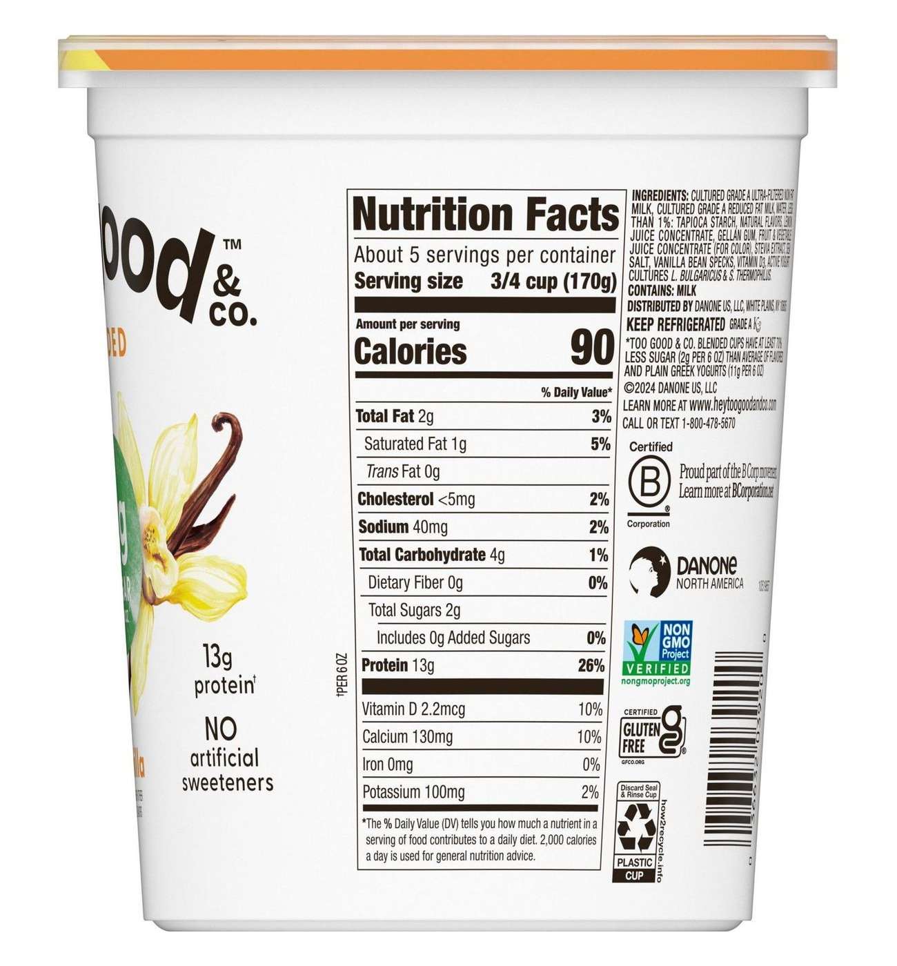 Too Good & Co. Lower Sugar Greek Yogurt - Vanilla ; image 2 of 10