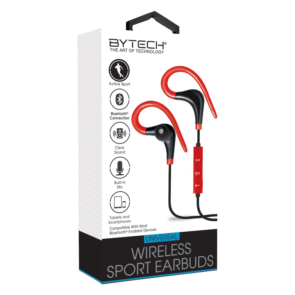 Bytech Wireless Sport Earbuds Red & Black Shop Headphones at HEB