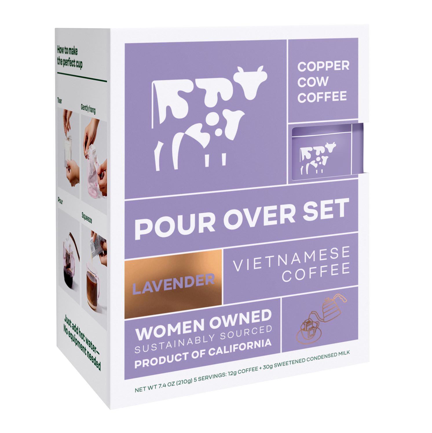 Copper Cow Coffee Pour Over Set Vietnamese Coffee Lavender Latte