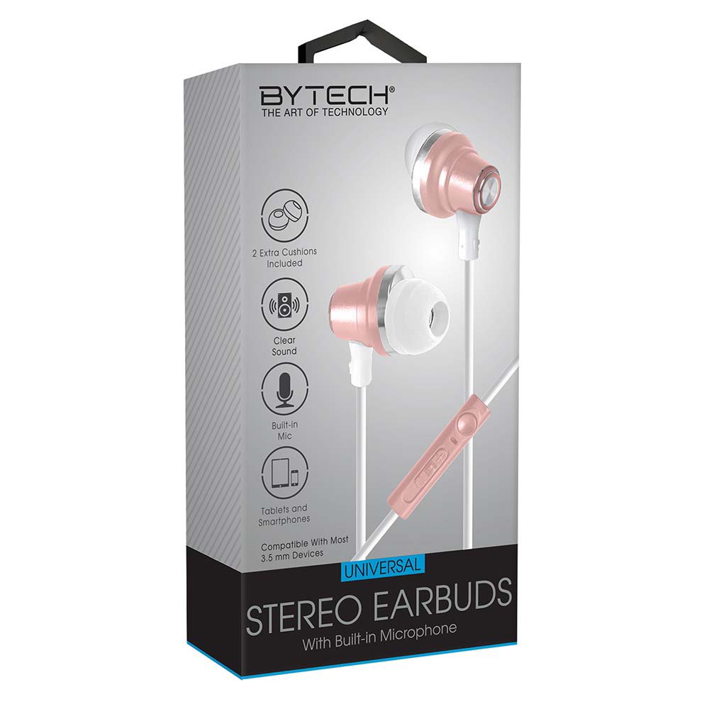 Bytech Stereo Earbuds Rose Gold