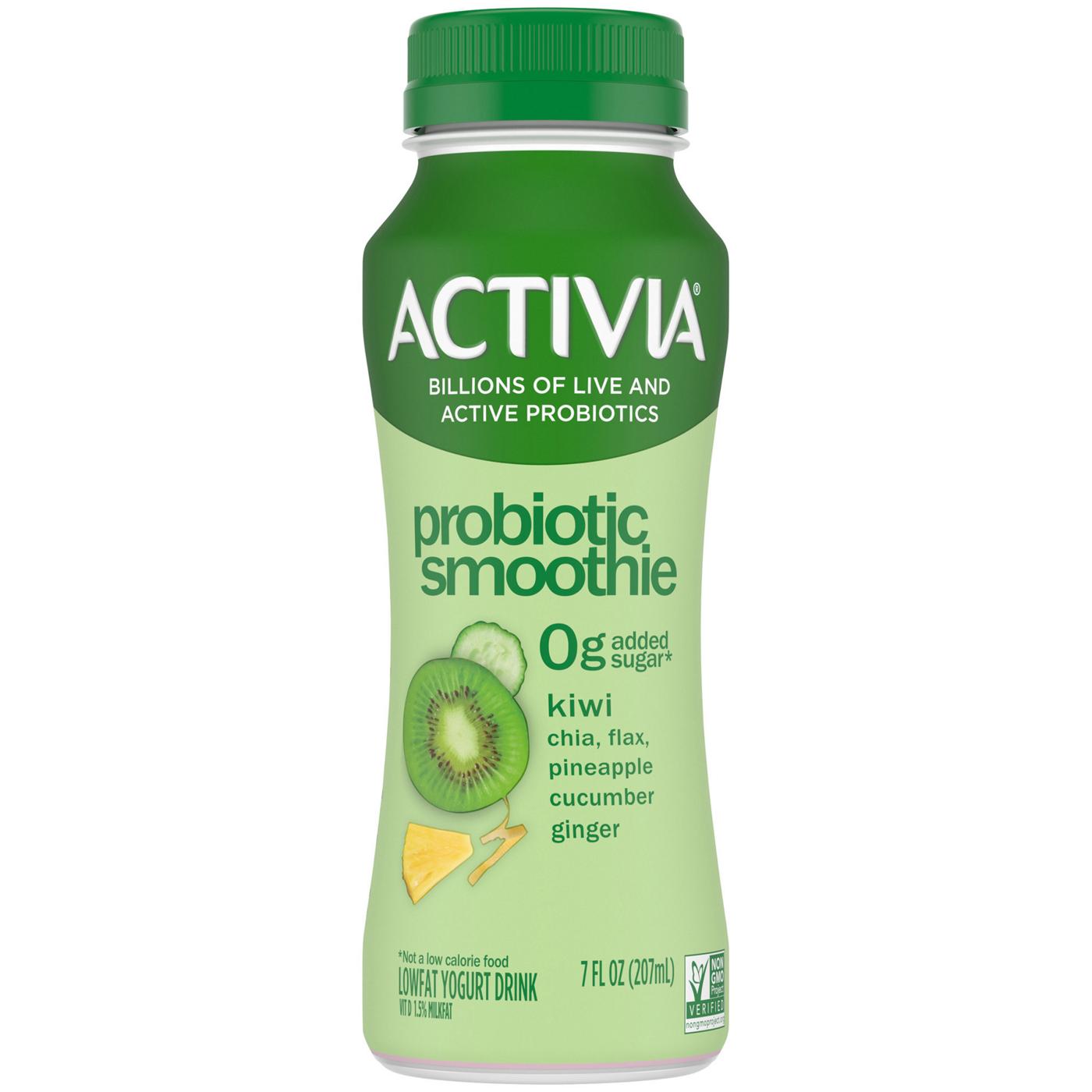 Activia Chia Flax Hemp Seeds Pineapple Kiwi Cucumber Ginger Smoothie; image 1 of 8