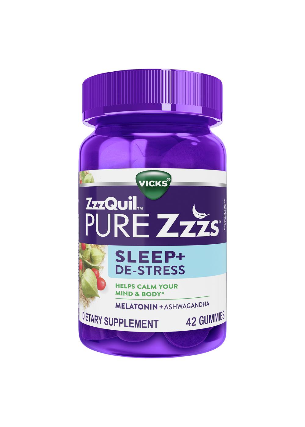Vicks ZzzQuil Pure Zzzs De-Stress Melatonin Sleep Aid Gummies; image 1 of 10