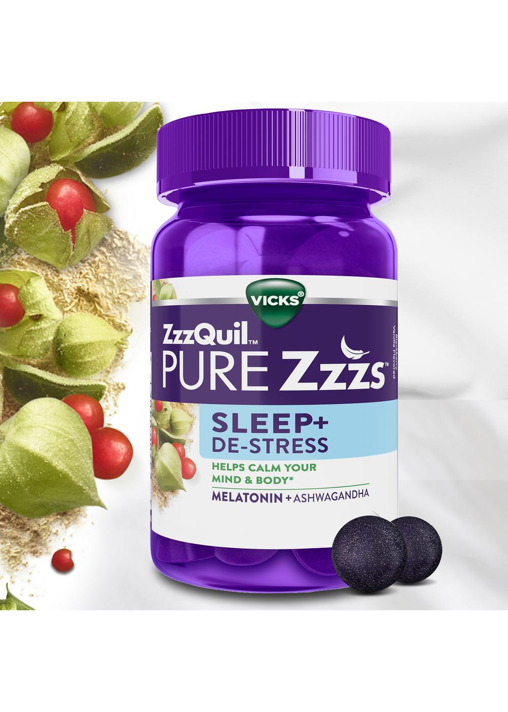 Vicks ZzzQuil Pure Zzzs De-Stress Melatonin Sleep Aid Gummies; image 6 of 10