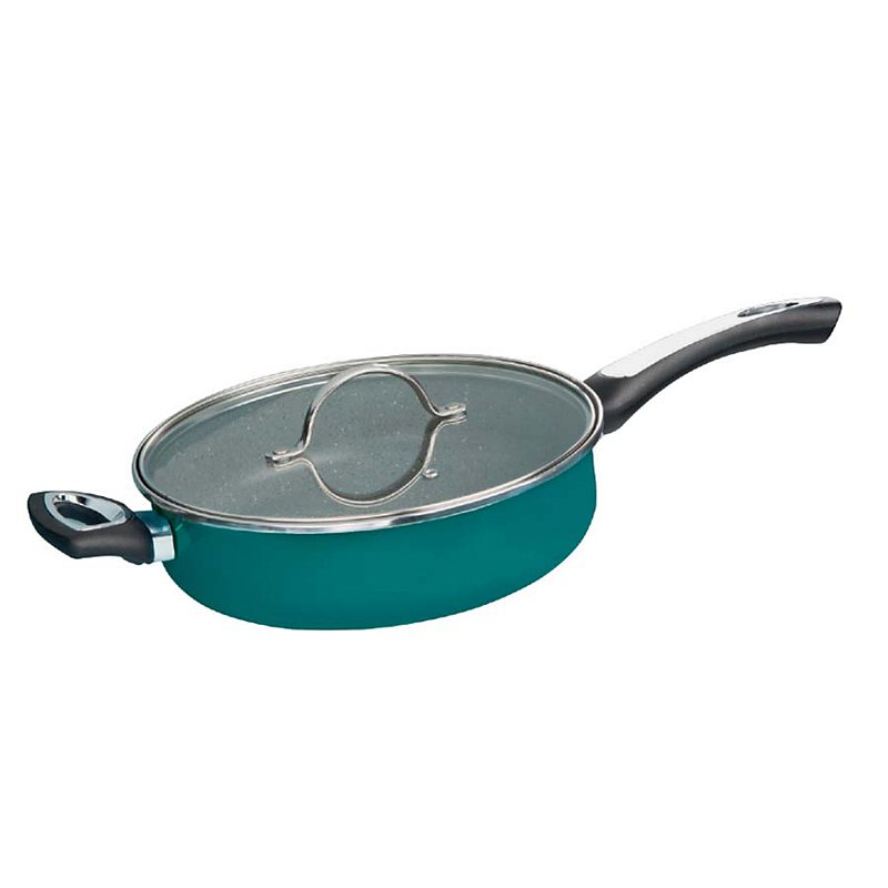 zo vooroordeel Idool Gusto by Cinsa Green Enamel Non-Stick Family Saute Pan with Glass Lid -  Shop Kitchen & Dining at H-E-B