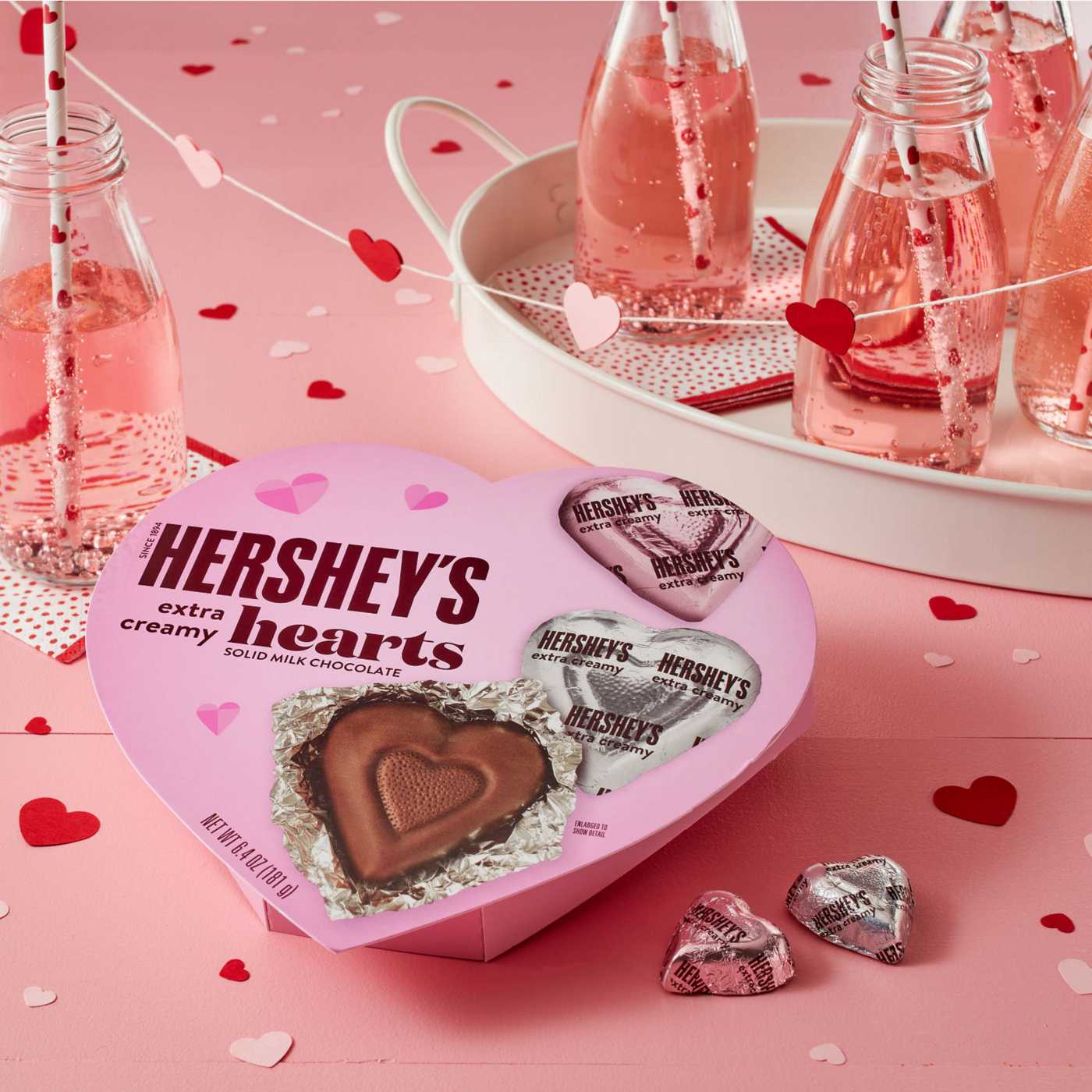 Hershey's Extra Creamy Milk Chocolate Hearts Valentine's Candy Gift Box; image 6 of 7