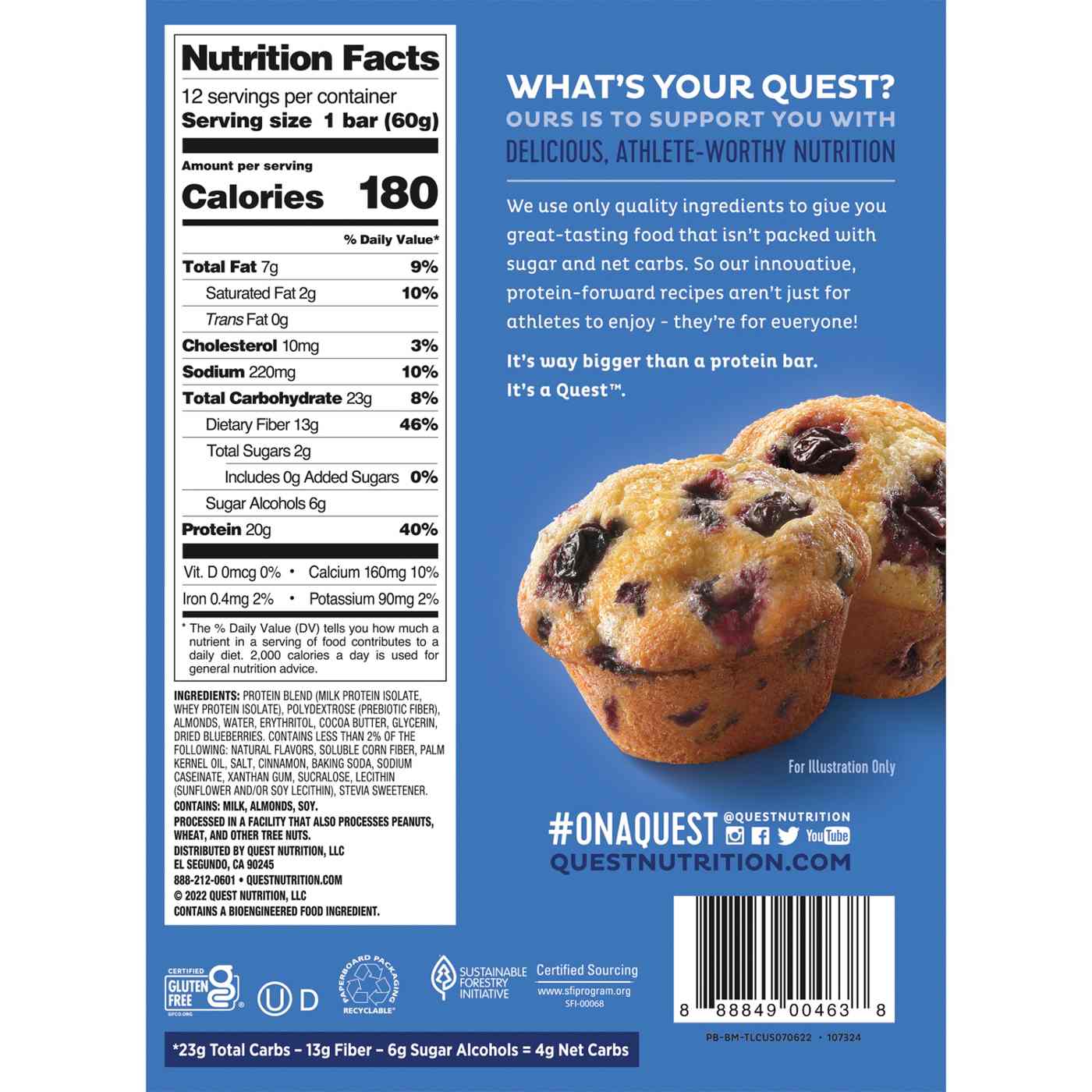 QUEST 20g Protein Bars - Blueberry Muffin; image 3 of 3