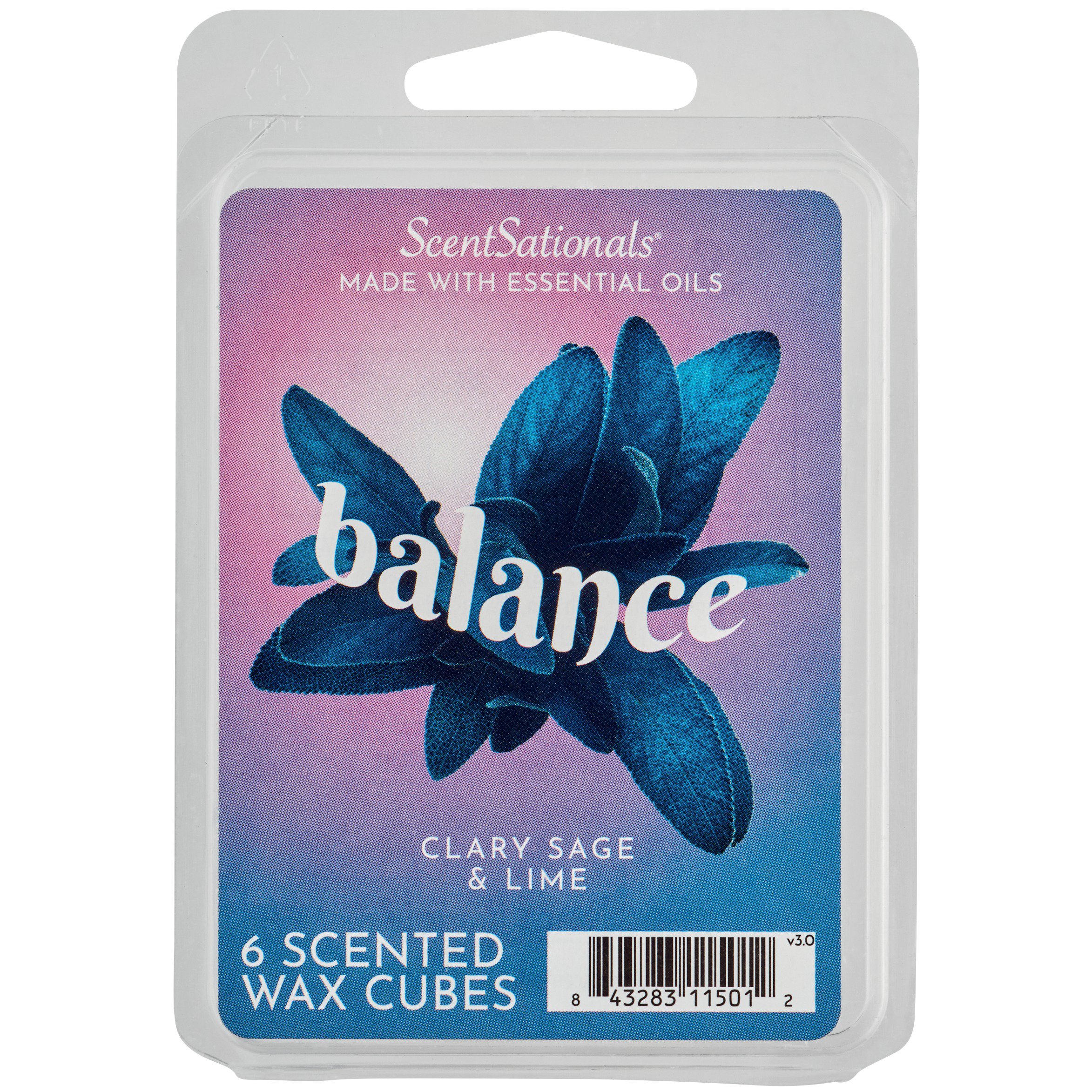 ScentSationals Wax Cubes, Scented, Clary Sage & Lime, Balance 6 ct