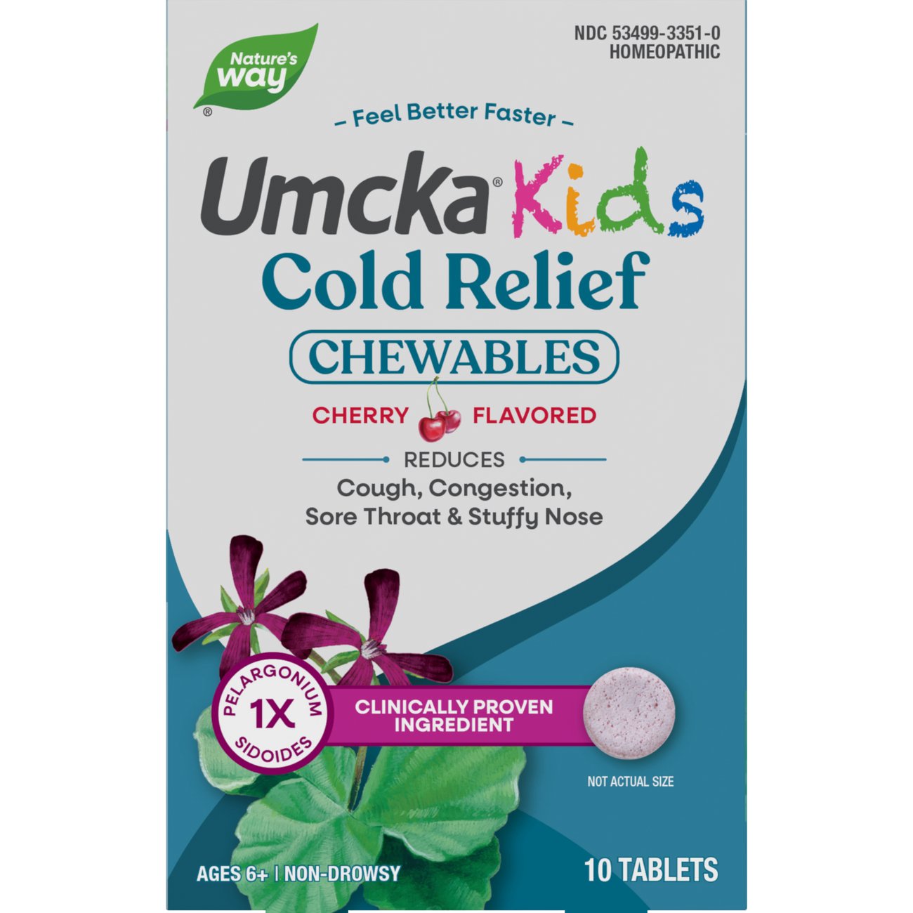 Nature's Way Kids Homeopathic Cold Relief Umcka Chewables - Cherry, 10 ct