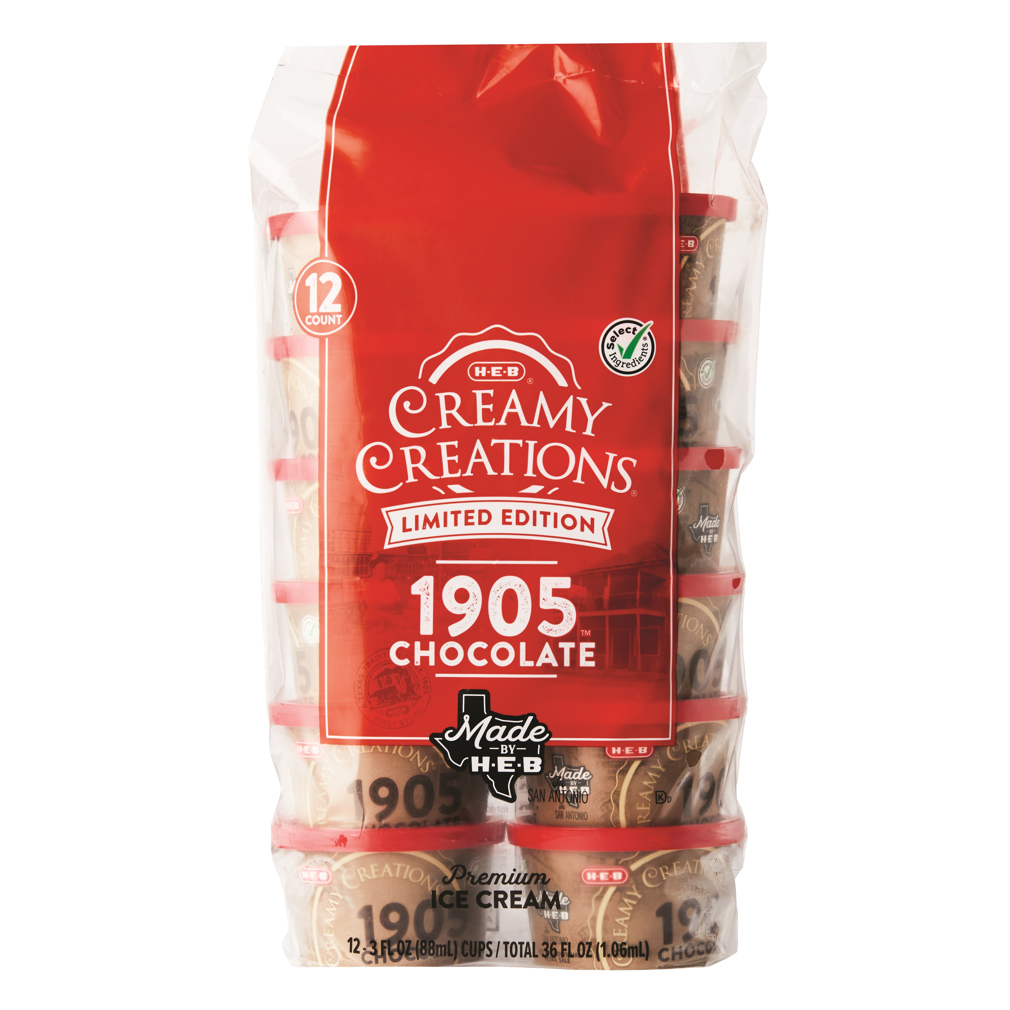 HEB Creamy Creations 1905 Chocolate Limited Edition Ice Cream 3 oz