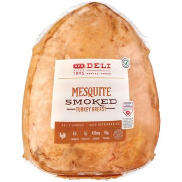 H-E-B Deli Mesquite-Smoked Turkey Breast, Custom Sliced, lb