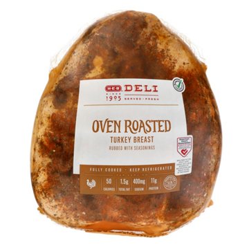 H-E-B Deli Oven Roasted Turkey Breast, Sandwich Sliced, Avg. 0.5 lb