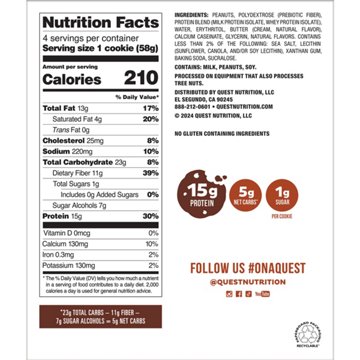Quest 15g Protein Cookies - Peanut Butter
