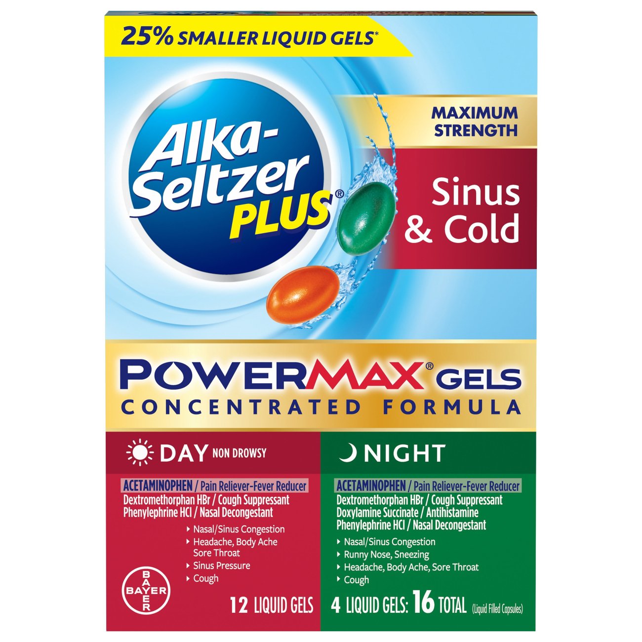 AlkaSeltzer Plus Maximum Strength Sinus & Cold Day & Night PowerMax
