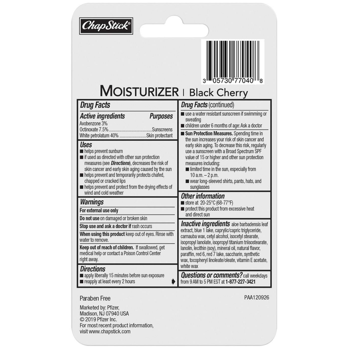 ChapStick Moisturizer SPF 15 Lip Balm - Black Cherry ; image 5 of 7