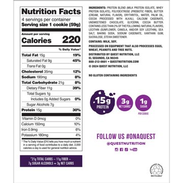 Quest 15g Protein Cookies - Double Chocolate Chip