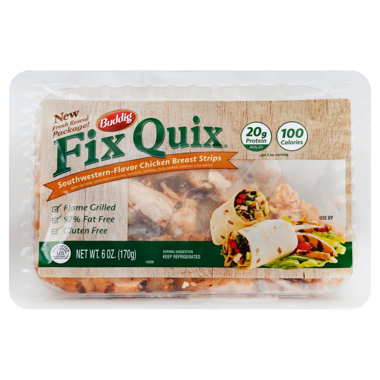 Buddig Fix Quix Southwestern Chicken Breast Strips, 6 oz | Low