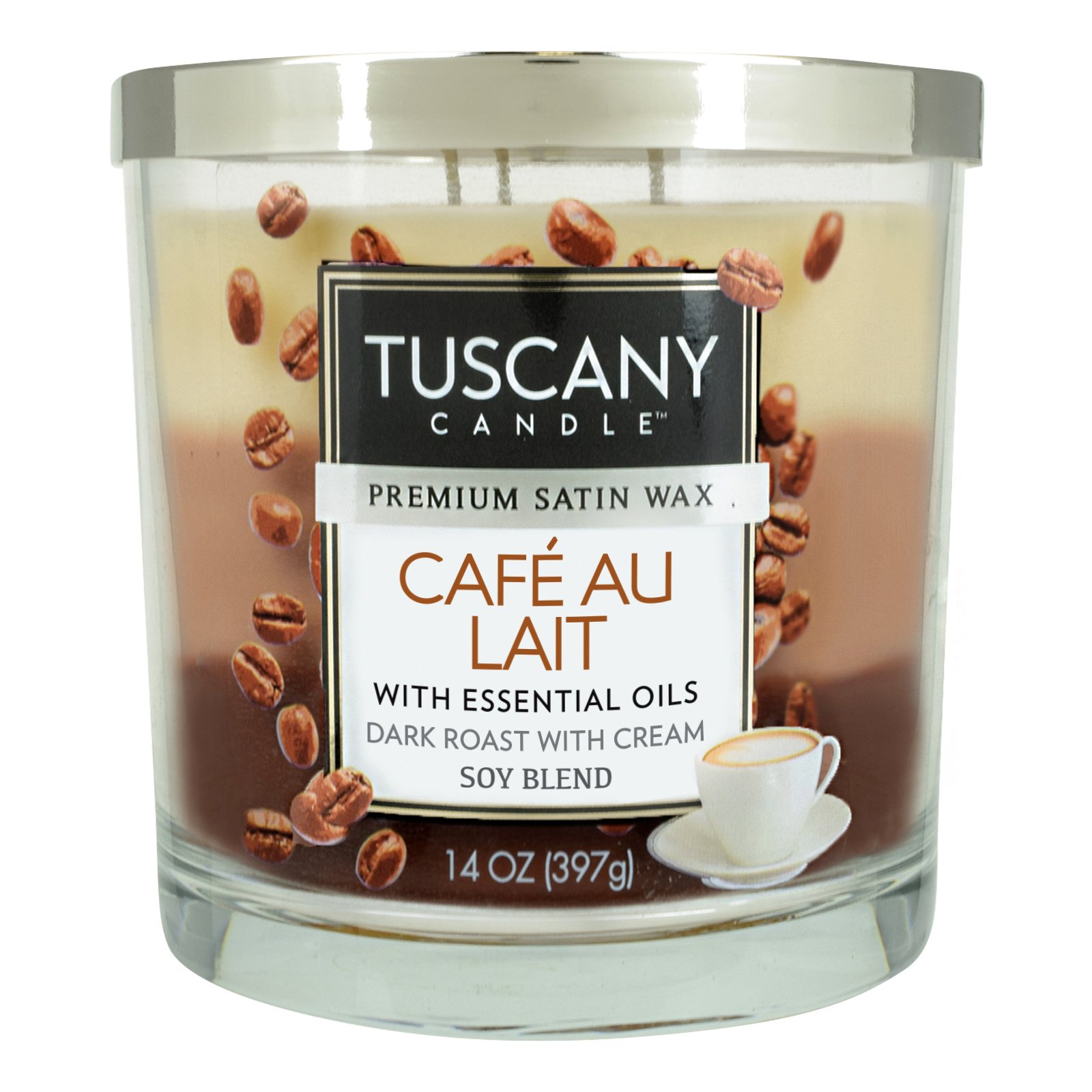 Tuscany Candle Café Au Lait Soy Blend Scented Candle with Essential