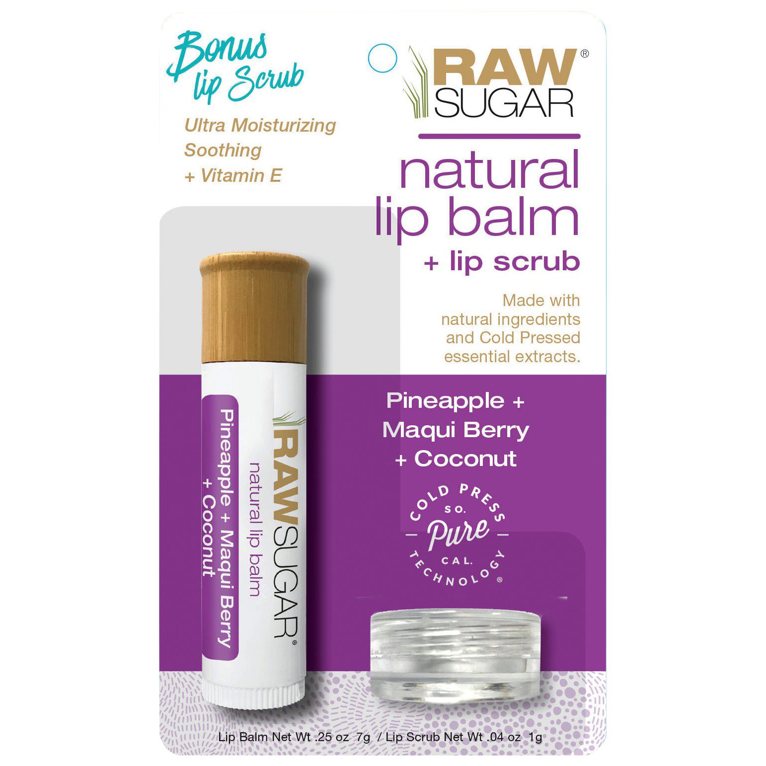 Raw Sugar Pineapple + Maqui Berry + Coconut Natural Lip Balm + Lip Scrub Shop Lip Balm