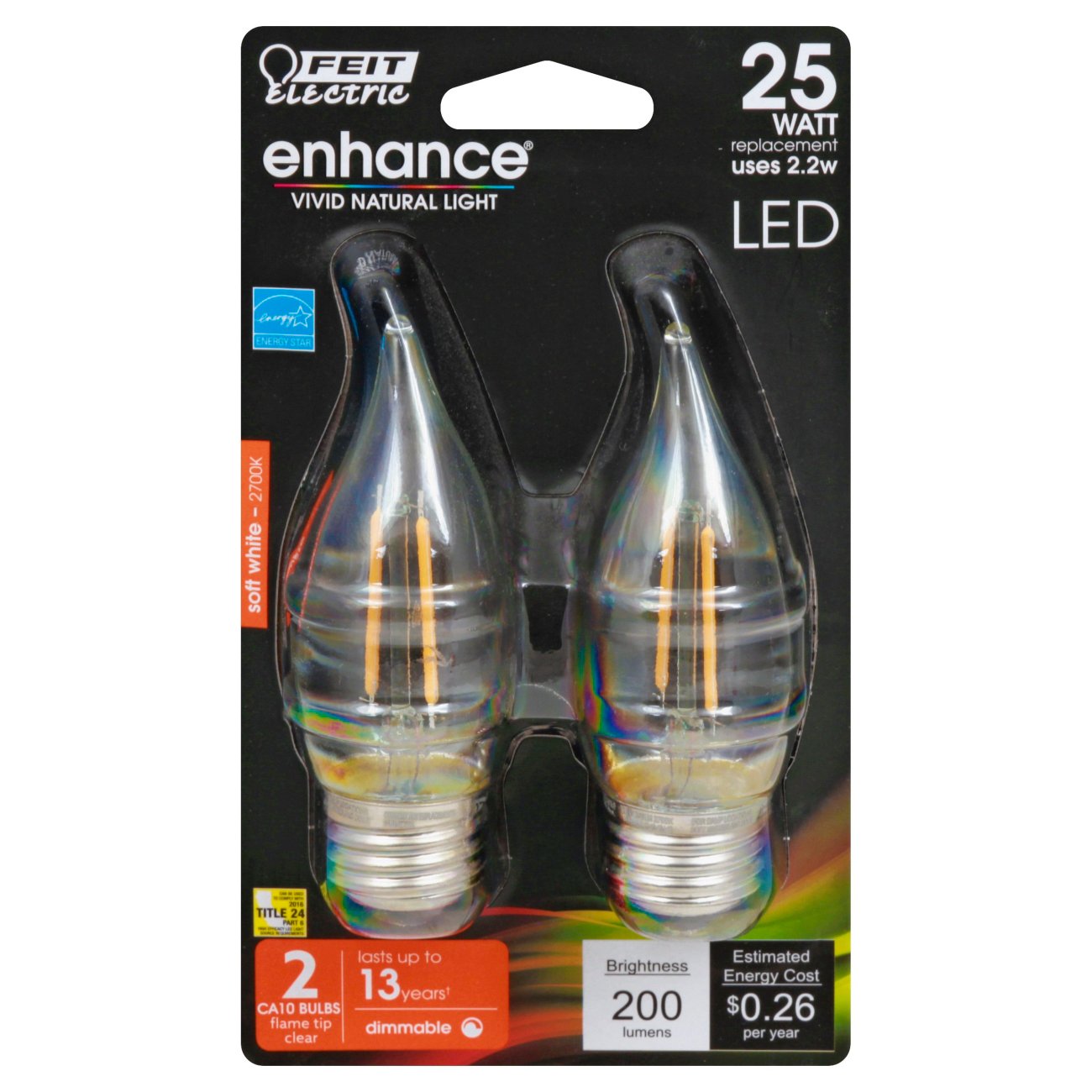 Garderobe moeder Fonkeling Feit Electric Enhance LED 25 Watt Soft White Flame Tip Filament Light Bulbs  - Shop Home Improvement at H-E-B