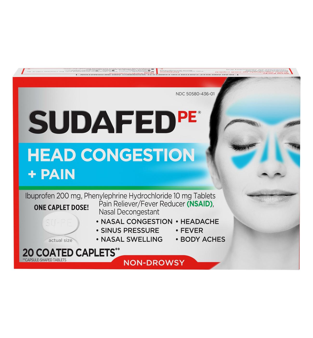 Sudafed PE Head Congestion + Pain Coated Tablets; image 1 of 6