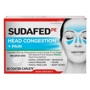 Sudafed Non-Drowsy Head Congestion + Pain Relief Caplets